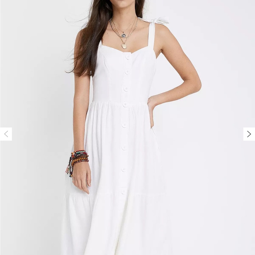 Urban Outfitters NWT Positano Linen Tie-Sholder Midi Dress size small